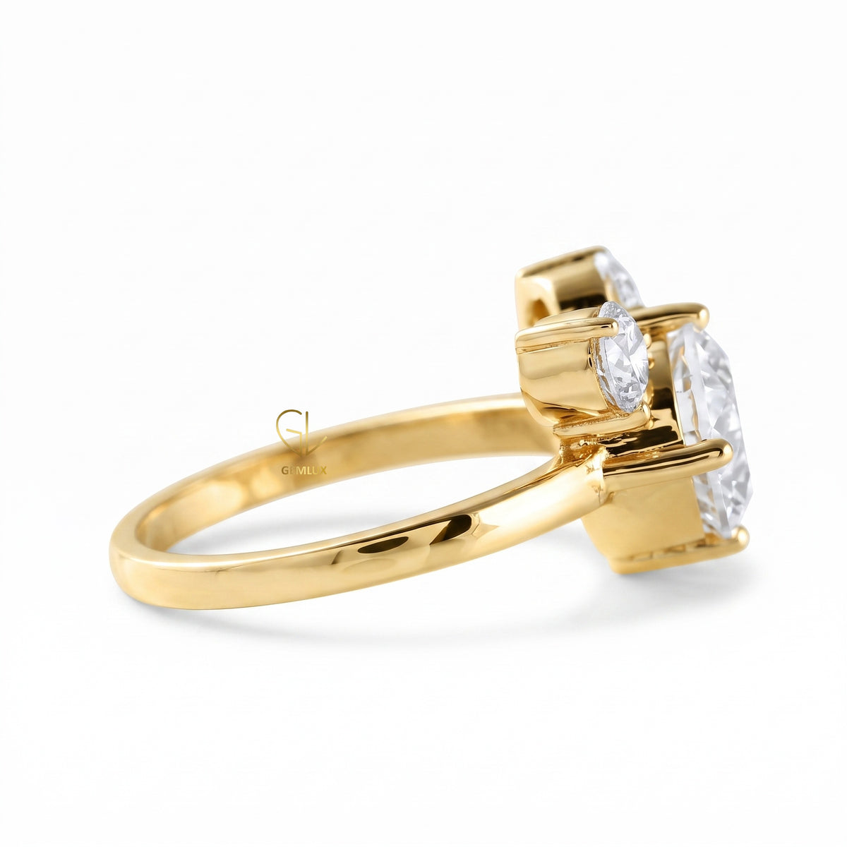Round Diamond Three Stone Engagement Ring Micky Mouse Inspired
