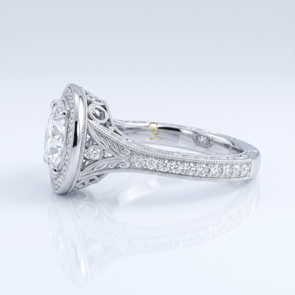 Round Hearts & Arrows Lab Grown Diamond Halo Engagement Ring