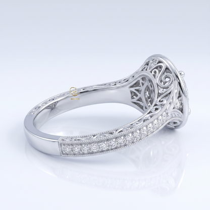 Round Hearts & Arrows Lab Grown Diamond Halo Engagement Ring