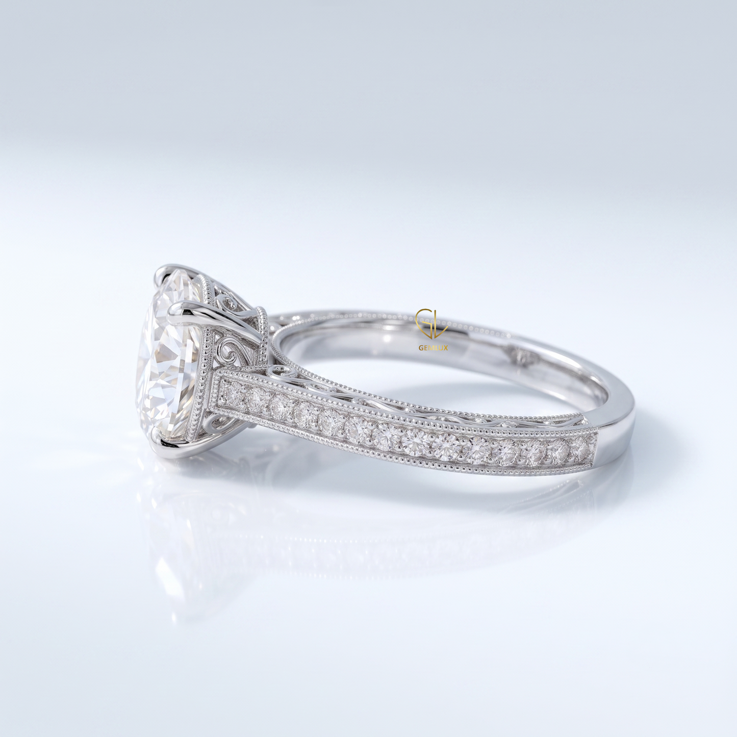 Round Hearts & Arrows Lab Grown Diamond Vintage Milgrain Band
