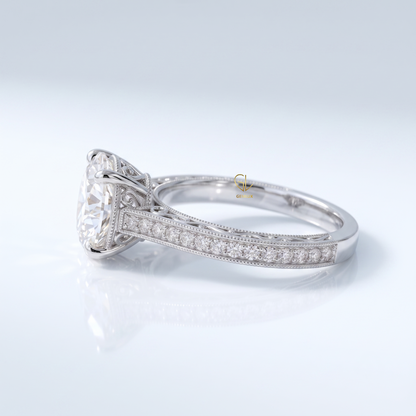 Round Hearts & Arrows Lab Grown Diamond Vintage Milgrain Band