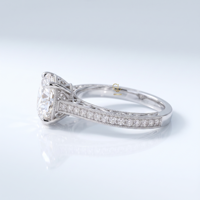 Round Hearts & Arrows Lab Grown Diamond Vintage Milgrain Band