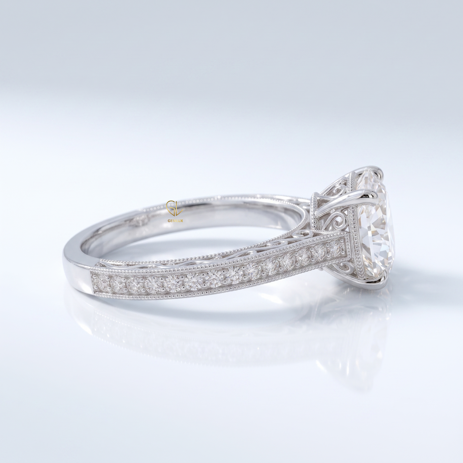 Round Hearts & Arrows Lab Grown Diamond Vintage Milgrain Band