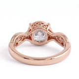 Round lab grown diamond engagement ring with twisted pavé and milgrain band