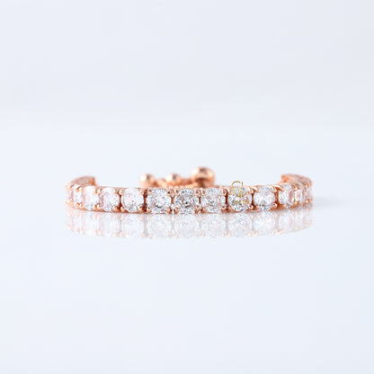 Round Moissanite Adjustable Tennis Bracelet - Rose Gold