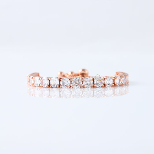 Round Moissanite Adjustable Tennis Bracelet - Rose Gold