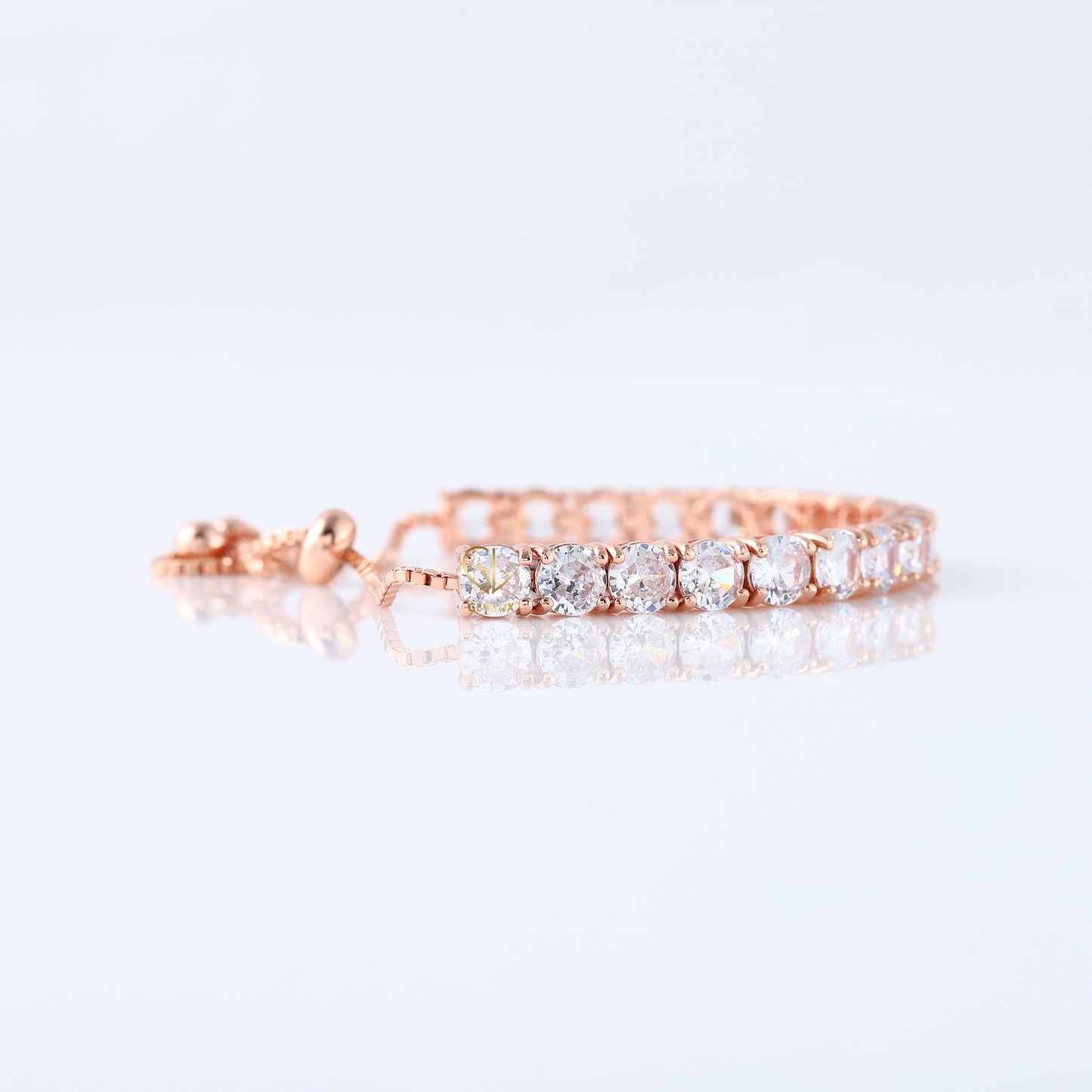 Round Moissanite Adjustable Tennis Bracelet - Rose Gold