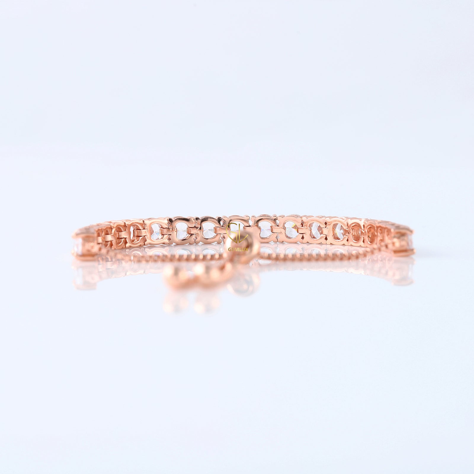 Round Moissanite Adjustable Tennis Bracelet - Rose Gold