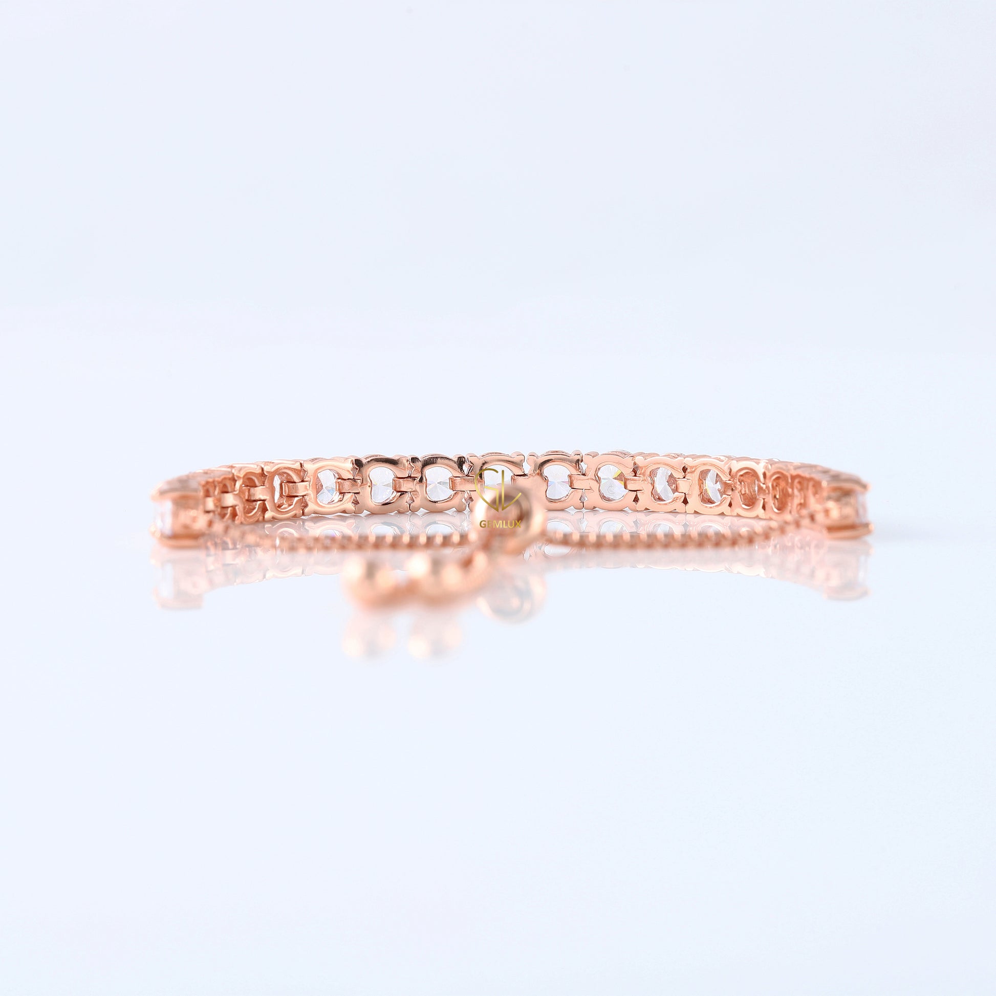 Round Moissanite Adjustable Tennis Bracelet - Rose Gold