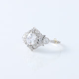 Round Moissanite Vintage Style Halo Ring - Edwardian Ring