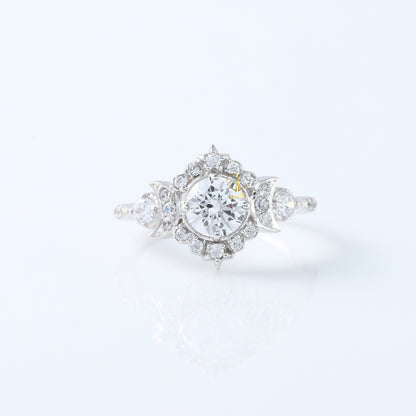 Round Moissanite Vintage Style Halo Ring - Edwardian Ring