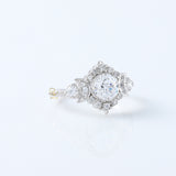 Round Moissanite Vintage Style Halo Ring - Edwardian Ring