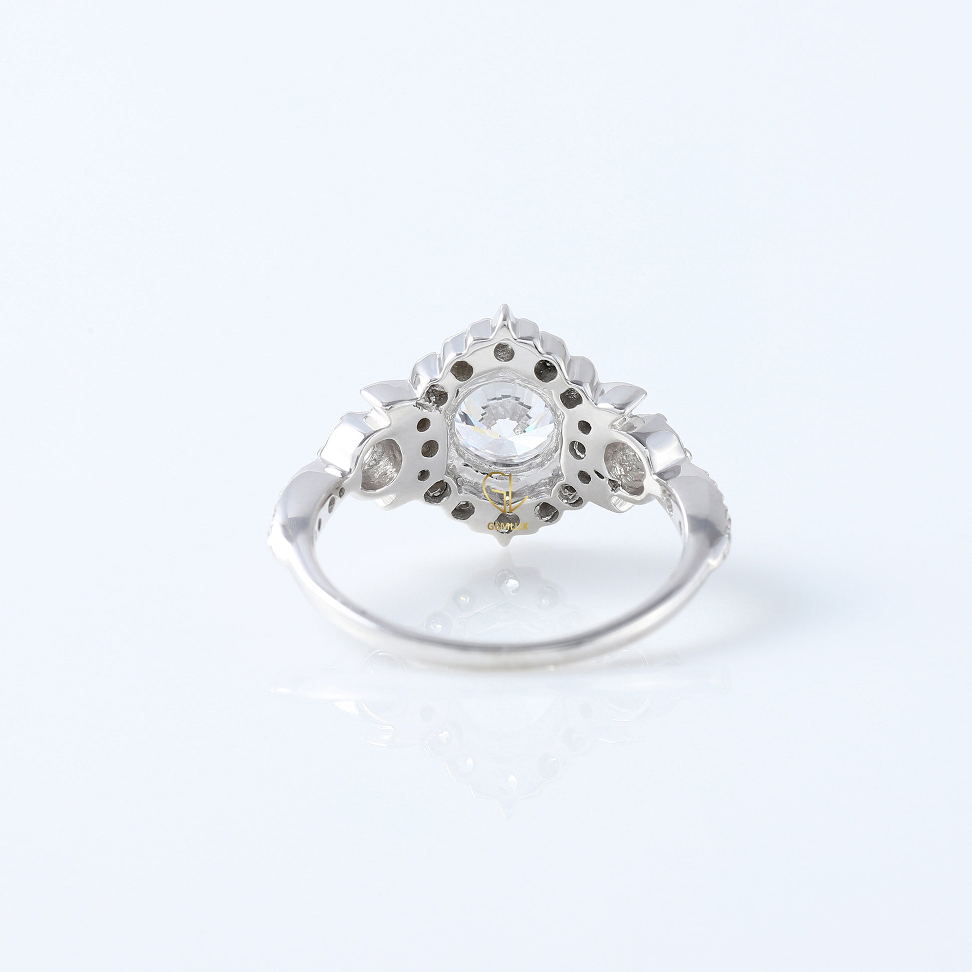 Round Moissanite Vintage Style Halo Ring - Edwardian Ring