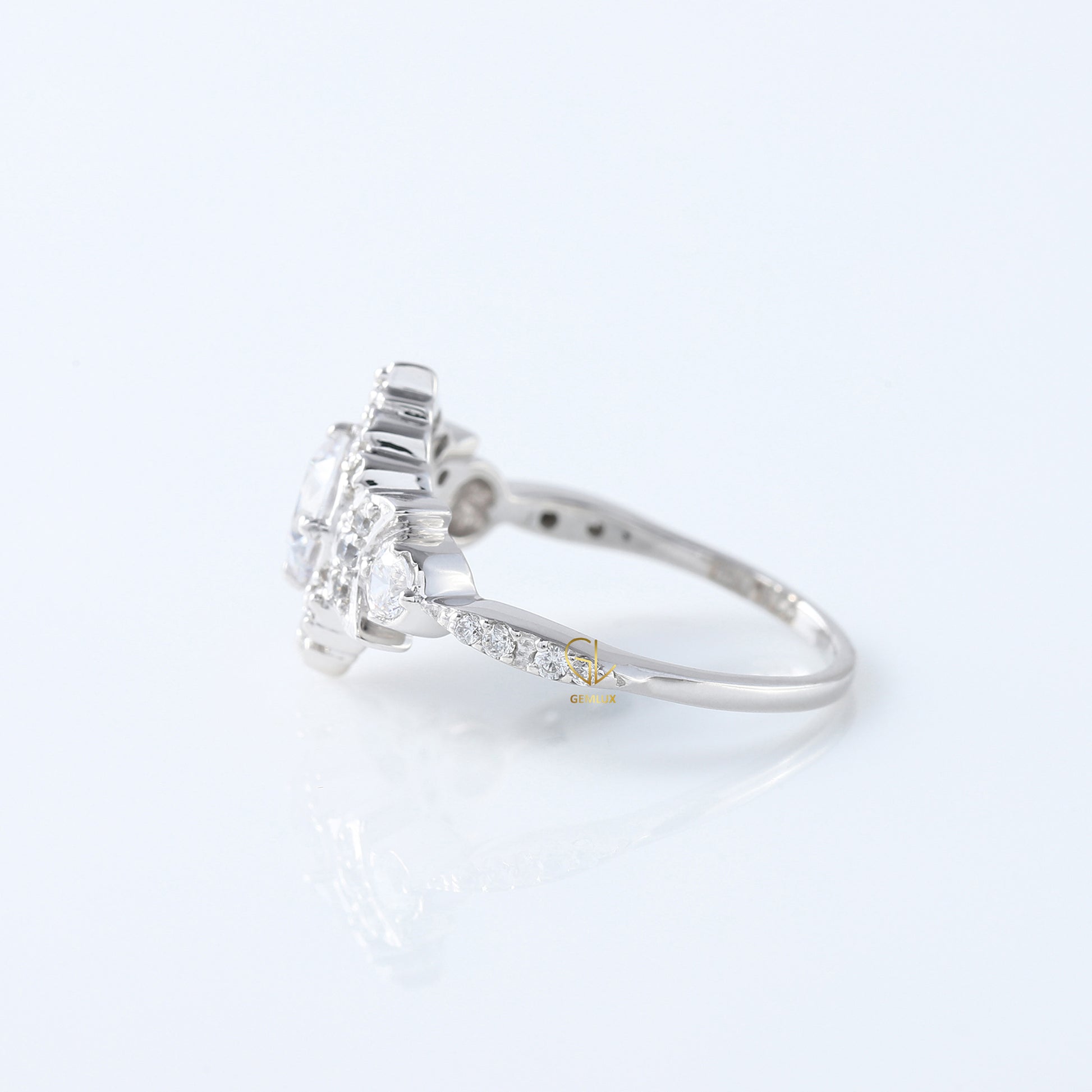 Round Moissanite Vintage Style Halo Ring - Edwardian Ring