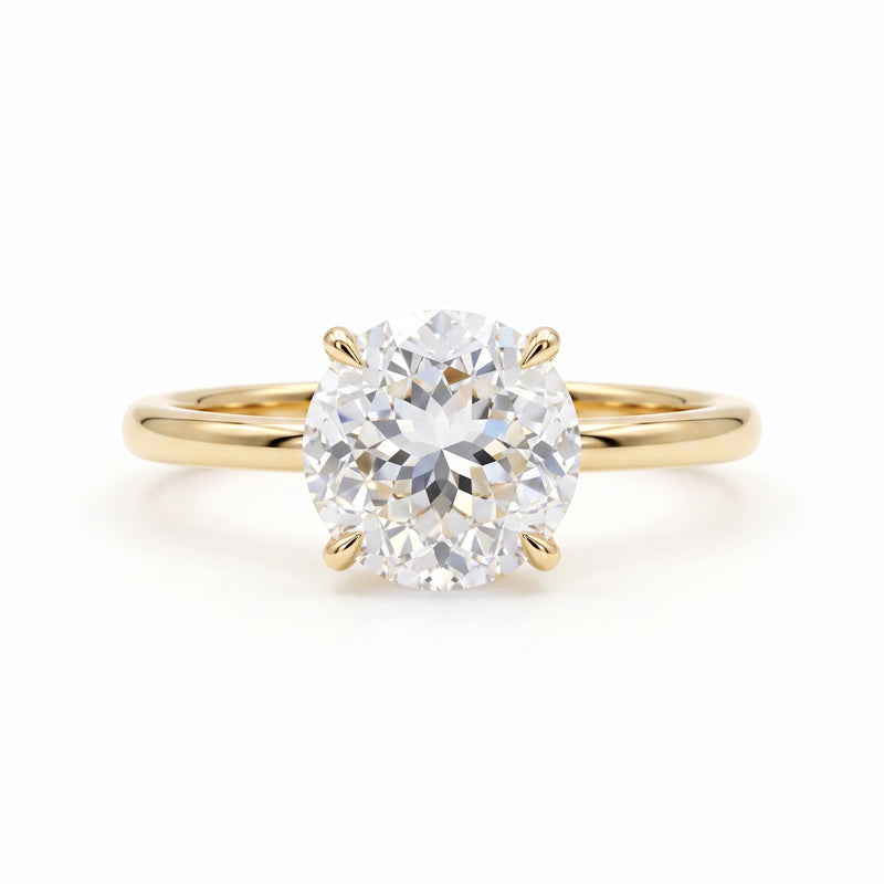 Round Portuguese Cut Lab-Grown Diamond Solitaire Engagement Ring