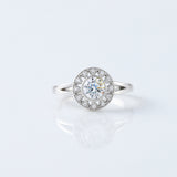 Round Cut Lab Grown Art Deco Split Shank Halo Engagement Ring