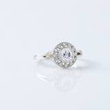 Round Cut Lab Grown Art Deco Split Shank Halo Engagement Ring