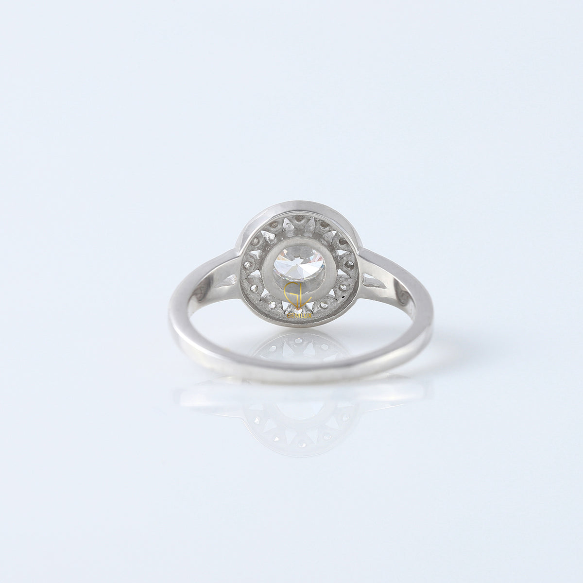 Round Cut Lab Grown Art Deco Split Shank Halo Engagement Ring