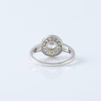 Round Cut Lab Grown Art Deco Split Shank Halo Engagement Ring
