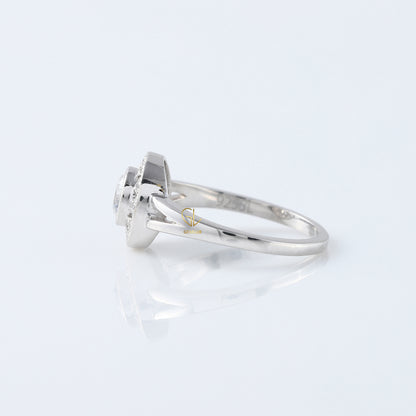 Round Cut Lab Grown Art Deco Split Shank Halo Engagement Ring