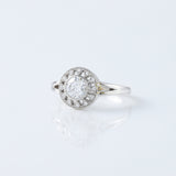 Round Cut Lab Grown Art Deco Split Shank Halo Engagement Ring