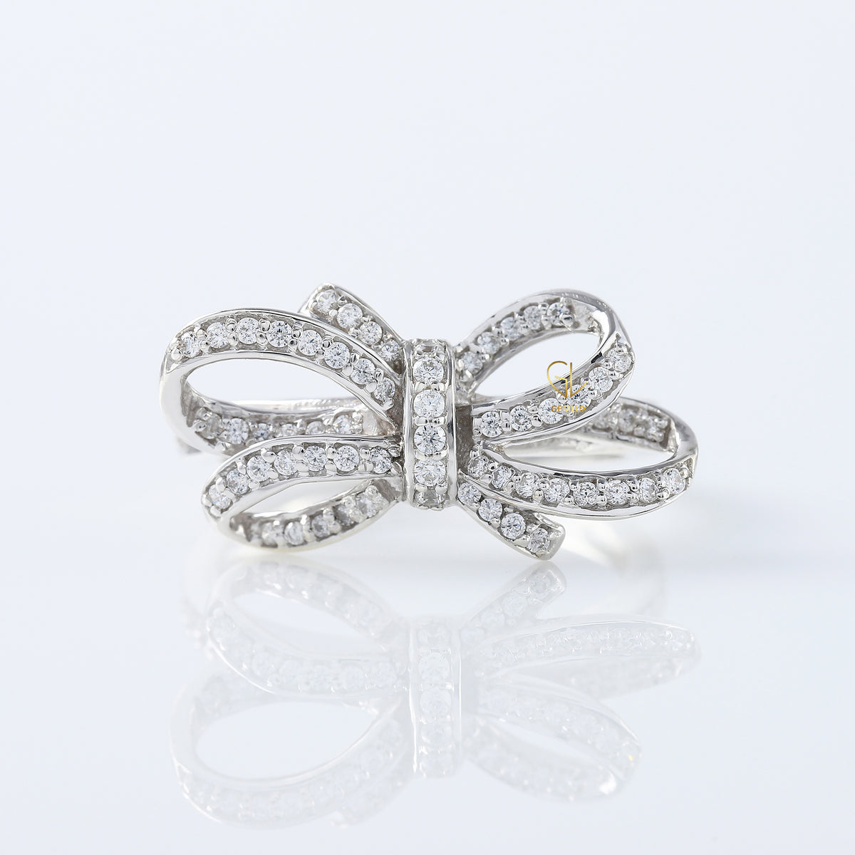 Round Cut Lab Grown Bow Knot Engagement Ring