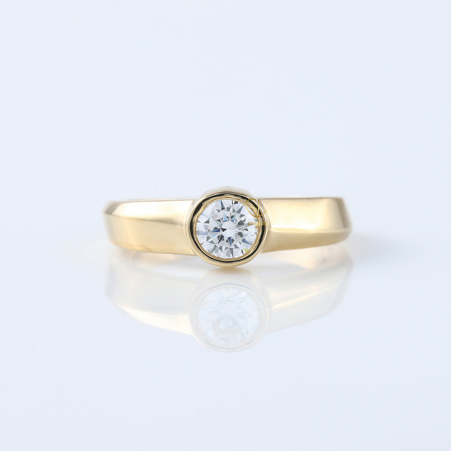 Round Cut Lab Grown Diamond Bezel Set Solitaire Ring