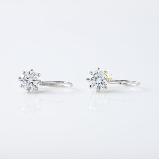Round Cut Lab Grown Diamond Dangle Earrings