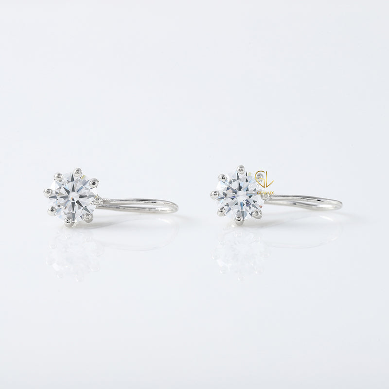 Round Cut Lab Grown Diamond Dangle Earrings