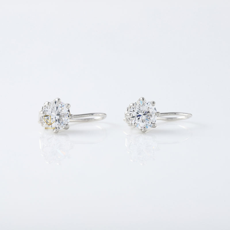 Round Cut Lab Grown Diamond Dangle Earrings
