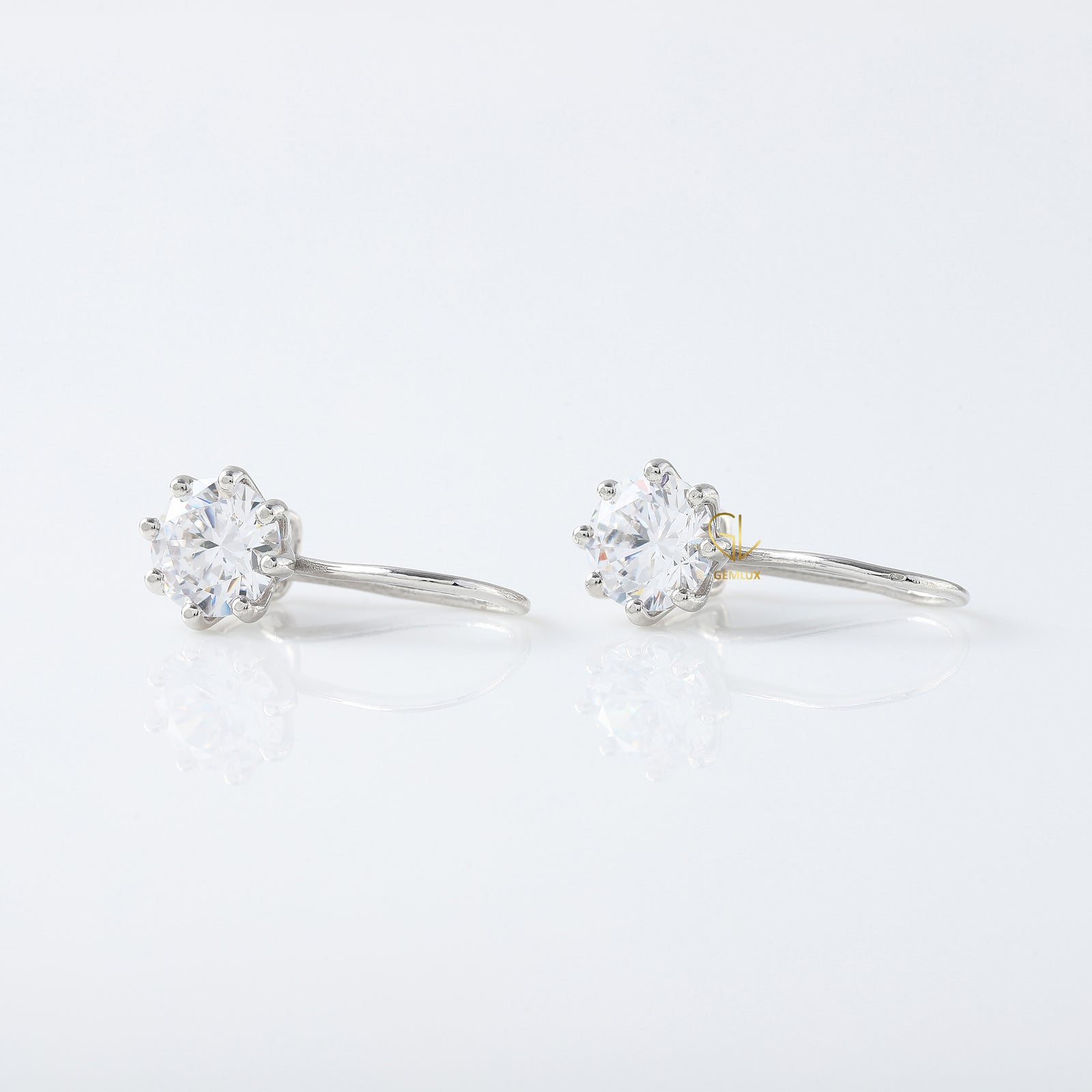 Round Cut Lab Grown Diamond Dangle Earrings