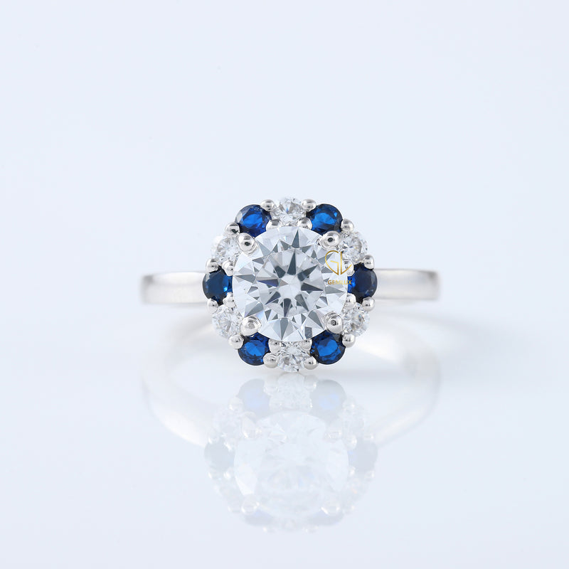 Hearts and Arrows Round Cut Lab Grown Classic Brilliant Cut Bridal Ring