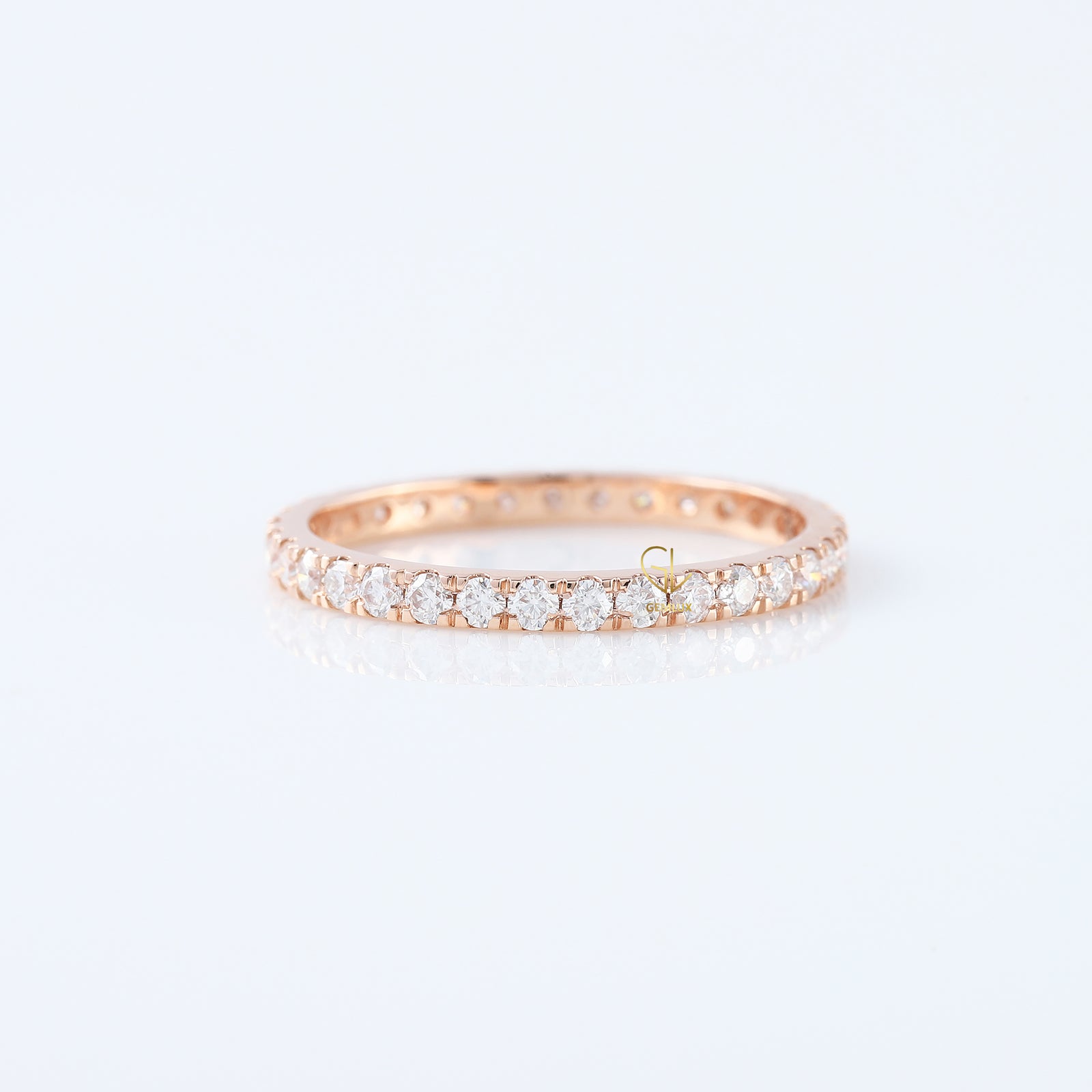 Round Cut Lab Grown Diamond Minimalist Eternity Wedding Band