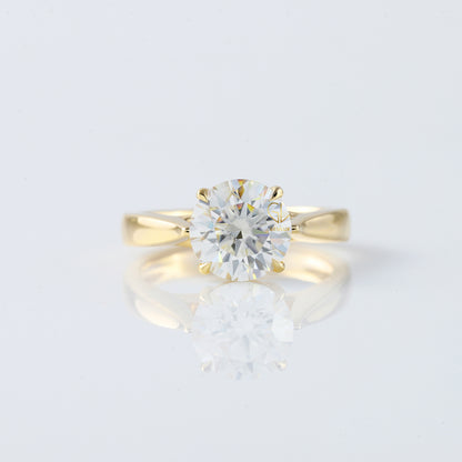 Round Cut Lab Grown Diamond Pinch Style Solitaire Engagement Ring