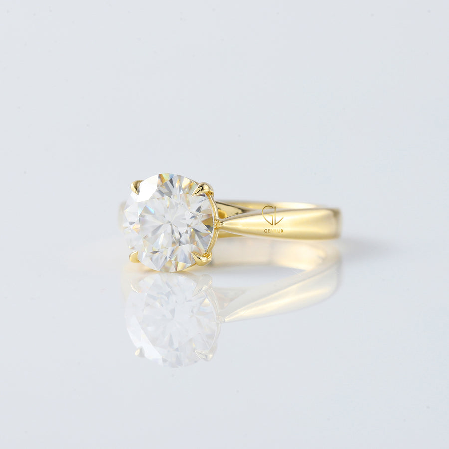 Round Cut Lab Grown Diamond Pinch Style Solitaire Engagement Ring