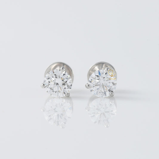 Round Cut Lab Grown Diamond Stud Earrings