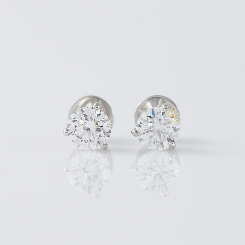 Round Cut Lab Grown Diamond Stud Earrings