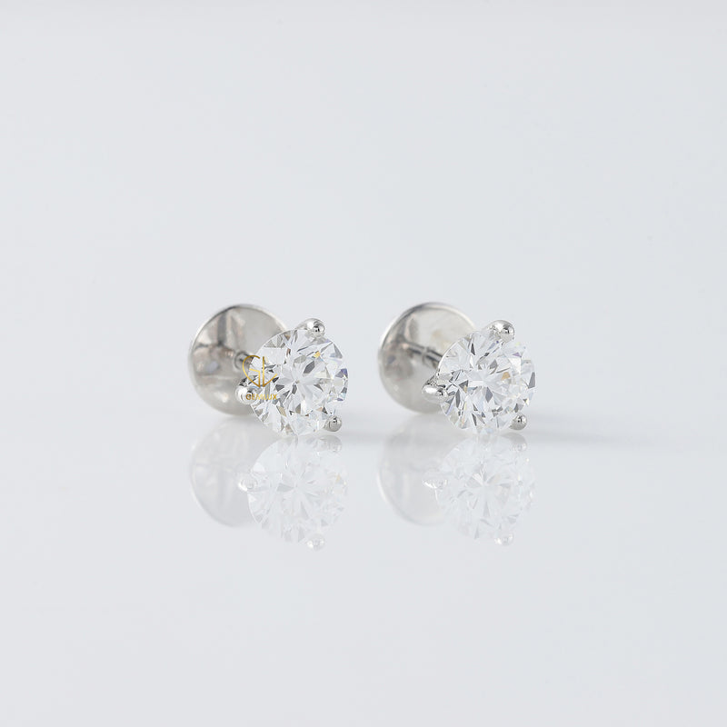 Round Cut Lab Grown Diamond Stud Earrings