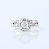Round Cut Lab Grown Diamond Vintage Art Deco Ring Set