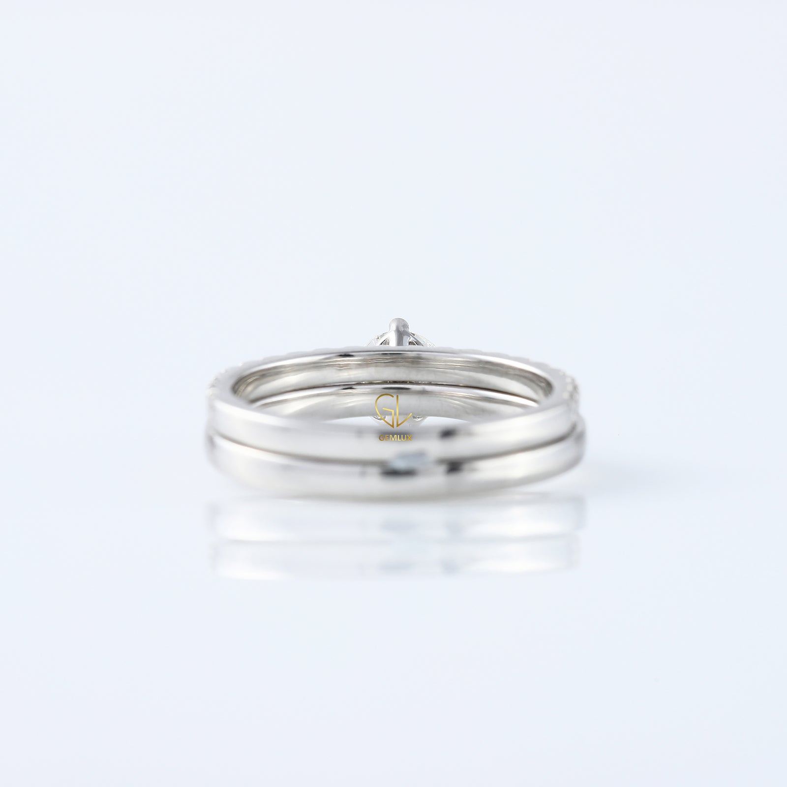 Round Cut Lab Grown Solitaire Diamond Ring With Matching Eternity Wedding Ring Set 