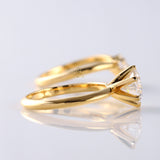 Round Cut Lab Grown Solitaire Engagement Ring With Matching Curved Ring Set