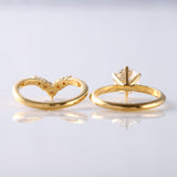 Round Cut Lab Grown Solitaire Engagement Ring With Matching Curved Ring Set