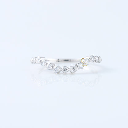 Round Cut Moissanite Diamond Curved Wedding Band