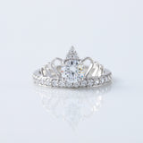Round Cut Moissanite Queen Crown Proposal Ring