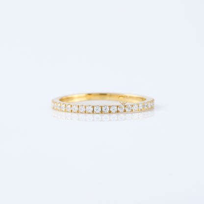 Round Cut Moissanite Yellow Gold Minimalist Wedding Band