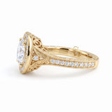 Round Hearts & Arrows Lab Grown Diamond Halo Engagement Ring 
