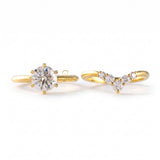 Round Cut Lab Grown Solitaire Engagement Ring With Matching Curved Ring Set