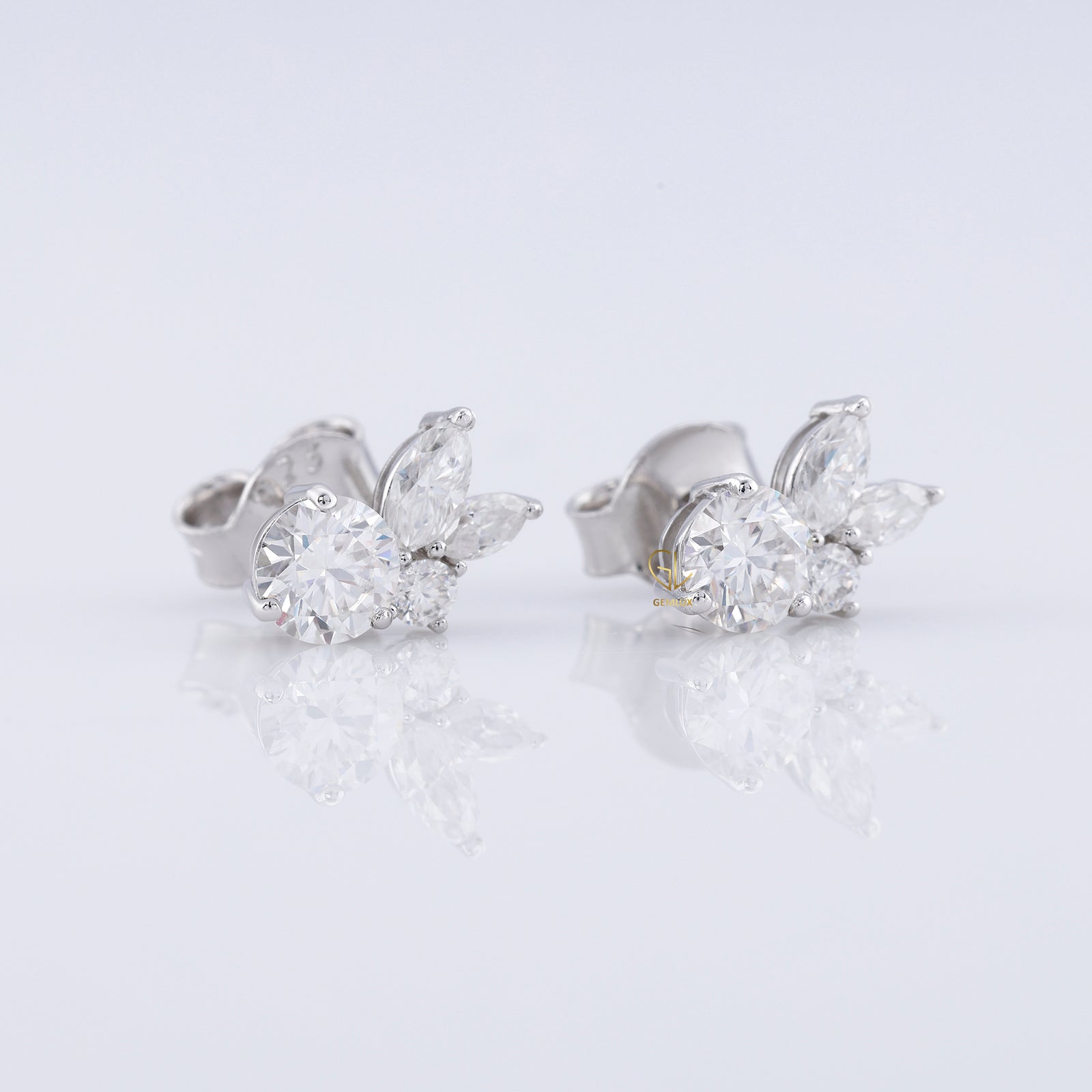 Round & Marquise Cut Moissanite Stud Earrings