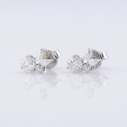 Round & Marquise Cut Moissanite Stud Earrings