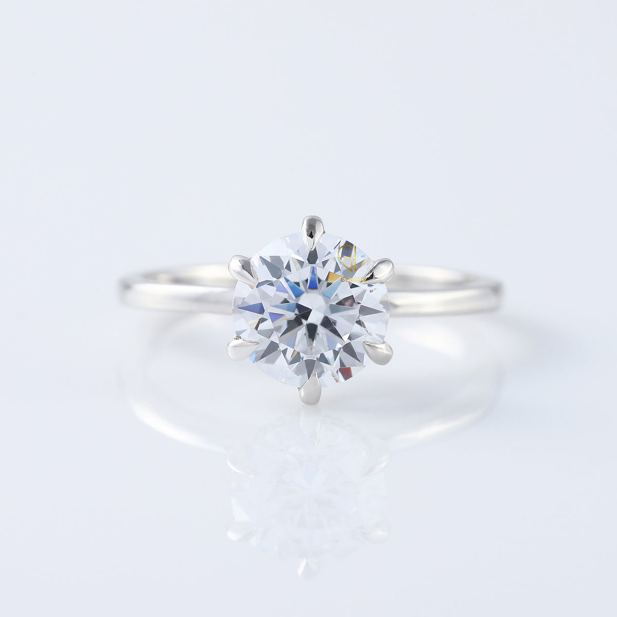 Round Moissanite Diamond Hidden Halo Solitaire Ring